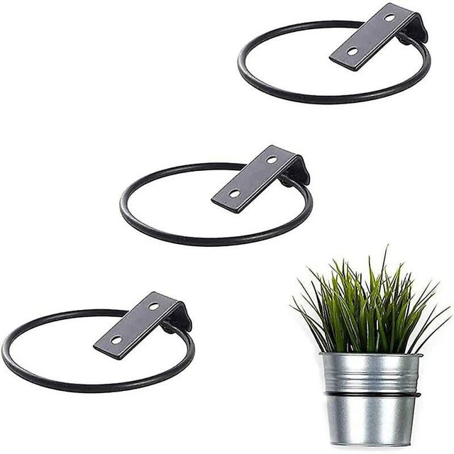 Paquete de 3 soportes de pared para macetas, estante plegable de metal para macetas, soporte de pared para macetas para jardín y exteriores (13,5 x 11 x 6,5 cm)