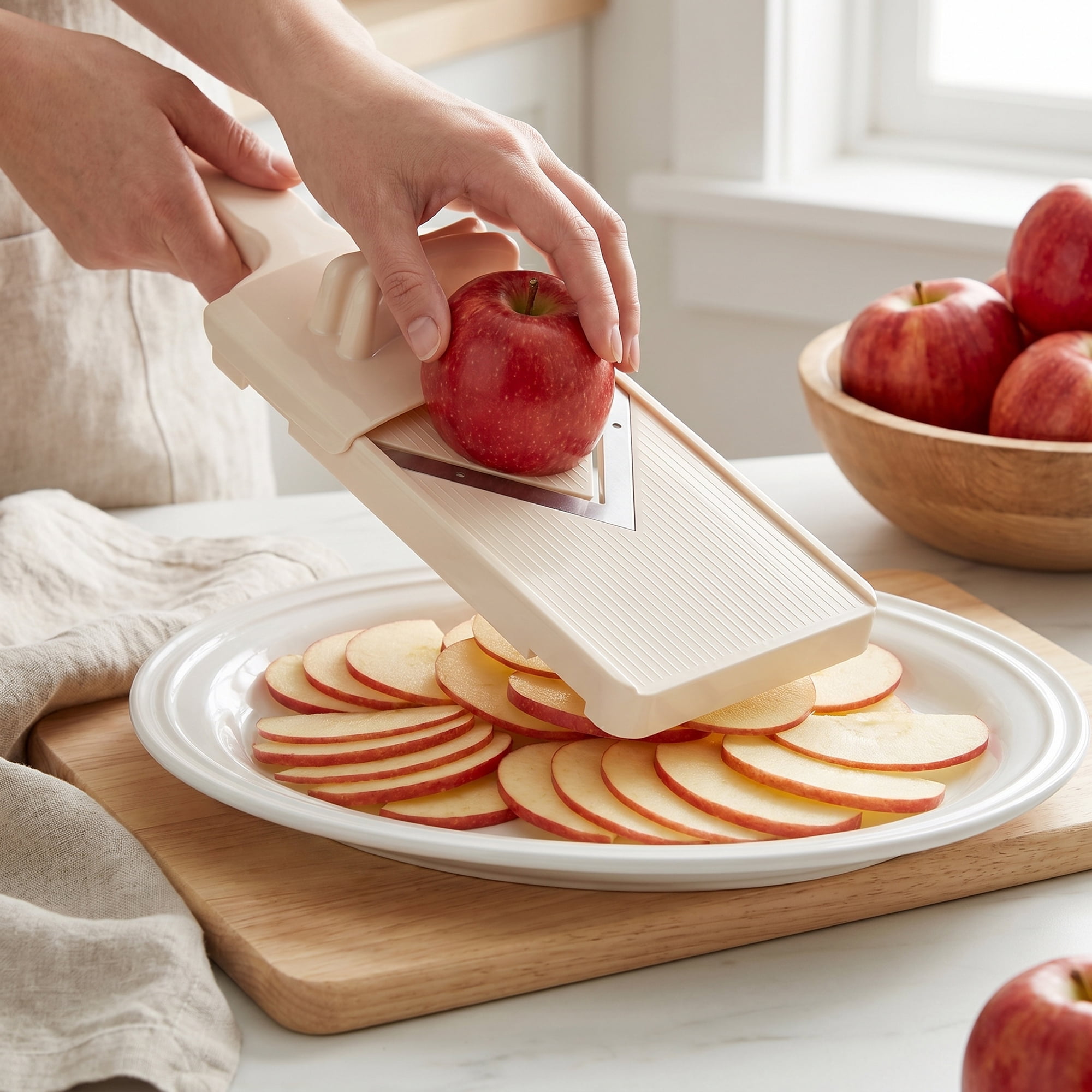Unique Bargains Multifunctional Potato Slicer with Chopping Function Beige 12.6"x3.9"