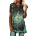 thumbnail image 2 of Pompotops Mode Femmes Été Col Rond Manches Courtes Imprimé Casual T-shirt Blouse, 2 of 7