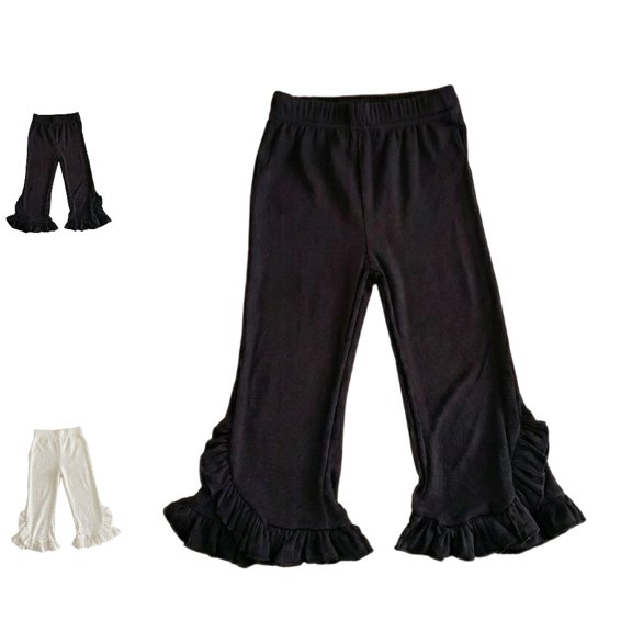 UJNDER Girls Flared Casual Pants Summer Fashionable Thin Basic Trousers for Toddler Baby Daily Wear Flared Leggings,Black,7-8 Years