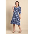 thumbnail image 3 of Indigo Pure Cotton Floral Printed A-Line Dress, 3 of 7