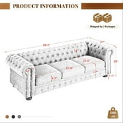 Aukfa 80 Sectional Sofa for Living Room, 3 Seater Couch with Reversible Ottoman, Chenille, Dark Gray