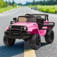 thumbnail image 2 of Clearance! Kids Ride on Truck, 12V Battery Powered Electric Vehicle w/ Remote Control, 3 Speeds, Spring Suspension, LED Light, Horn, Music/ MP3, 2 Doors Open, Ride on Car for Kids, 2 of 8