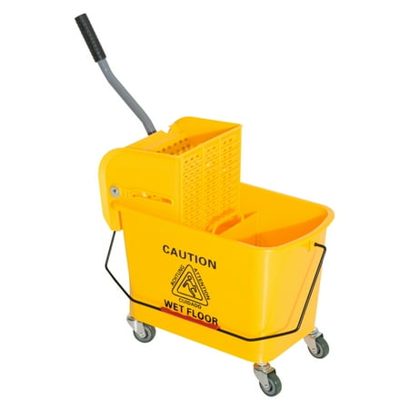 Down Press Wringer - 5 Gallon Janitor Mop Bucket w/ Down Press Wringer