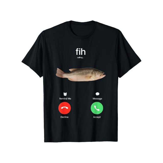 Cotton Summer Short Sleeve Tshirt Fih Calling Remind me Message Decline Accept Phone Call Fish T-Shirt for Men Women