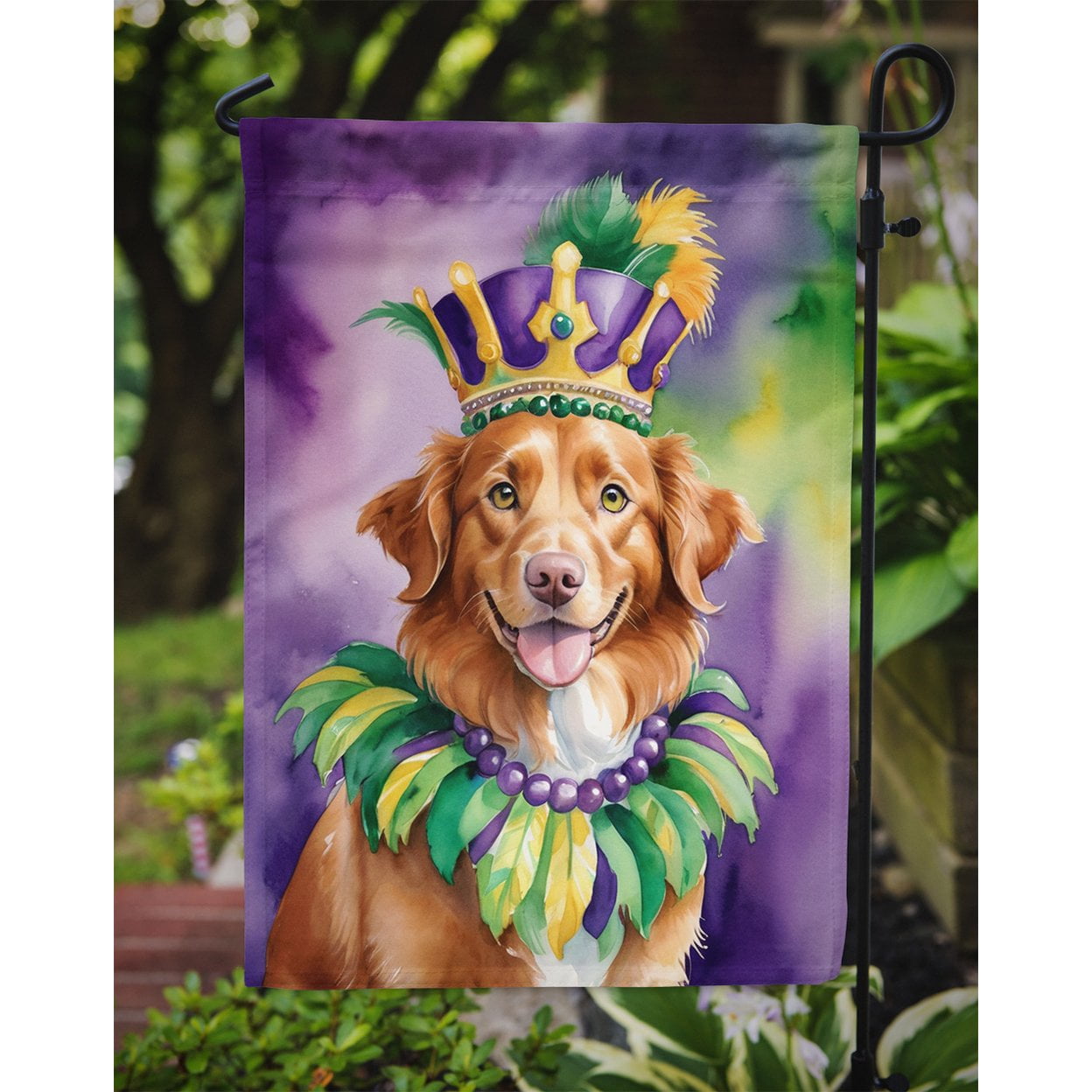 Nova Scotia Duck Tolling Retriever King of Mardi Gras Garden Flag 11.25 in x 15.5 in
