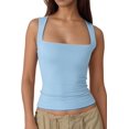 thumbnail image 3 of Women'S Square Neck Sleeveless Tank Tops  Blue M, 3 of 9