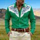 thumbnail image 2 of Camisetas de Navidad de Manga Larga de los Hombres Imprimir de Moda Casual Manga Larga Turndown Collar Blusa para Primavera Invierno Al Aire Libre Diario, 2 of 4