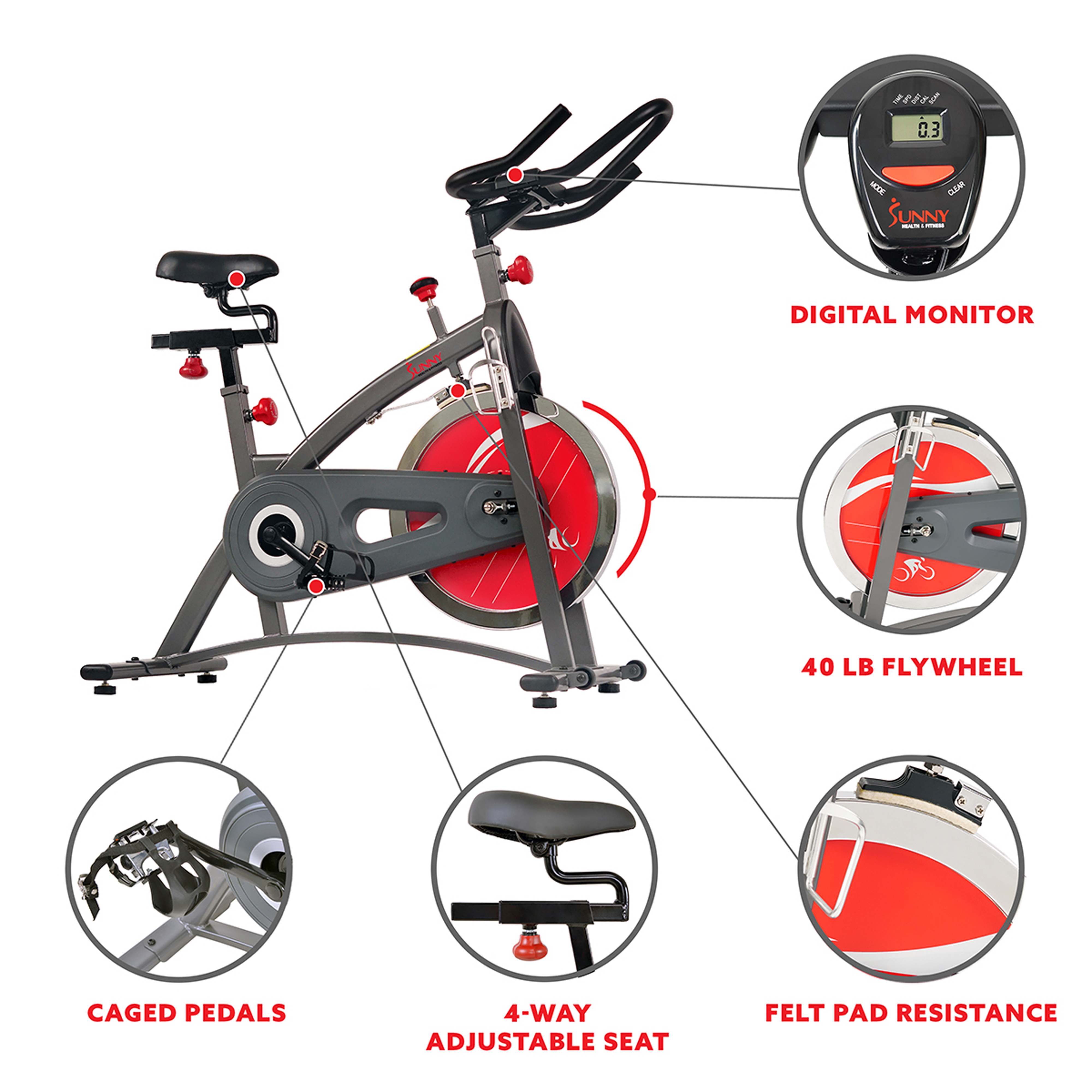 Sunny Health & Fitness SF-B1423C Chain Drive Indoor Cycling Bike 