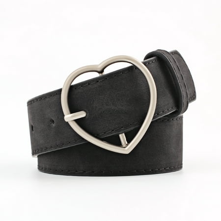 Fashion Women Ladies Plain PU Leather Heart Buckle Waist Strap Belts Waistband