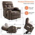 thumbnail image 3 of Triple Motor Power Lift Recliner with Massage and Heat, Electric Recliner Chair for Elderly, Adjustable Headrest, Infinite Position, Cup Holders, USB Ports, Brown, 3 of 11