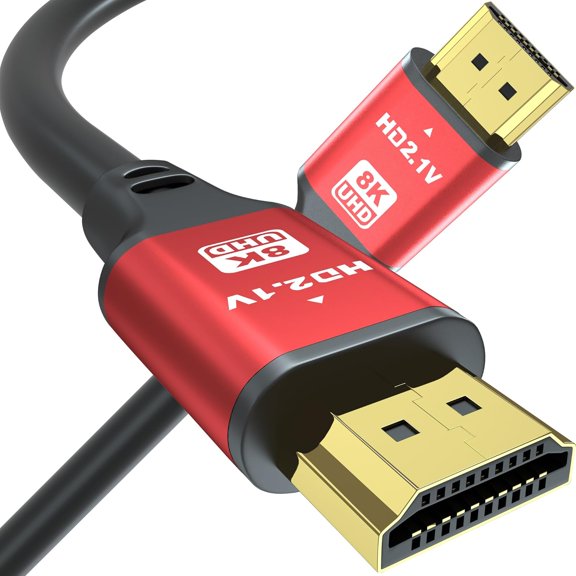 5FT HDMI 2.1 Cable 8K60Hz 4K120Hz, 48Gbps Ultra High Speed HDMI Cable with Gold Plated Connector, Red Aluminum Housing, for PS5, Xbox Series X, Gaming Monitor, Soundbar, Desktop Setup, AV Receiver