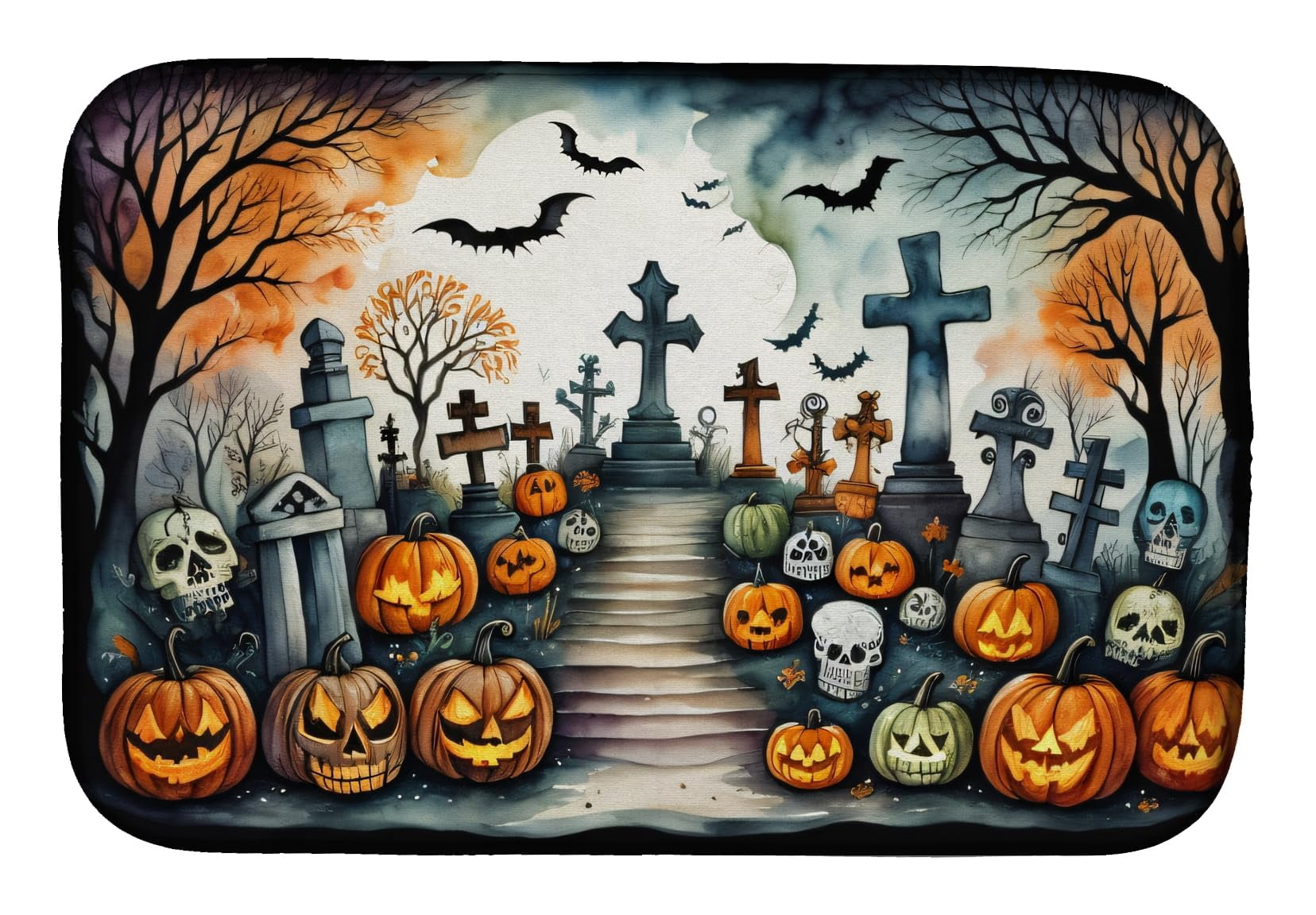 La Catrina Skeleton Spooky Halloween Dish Drying Mat 14 in x 21 in