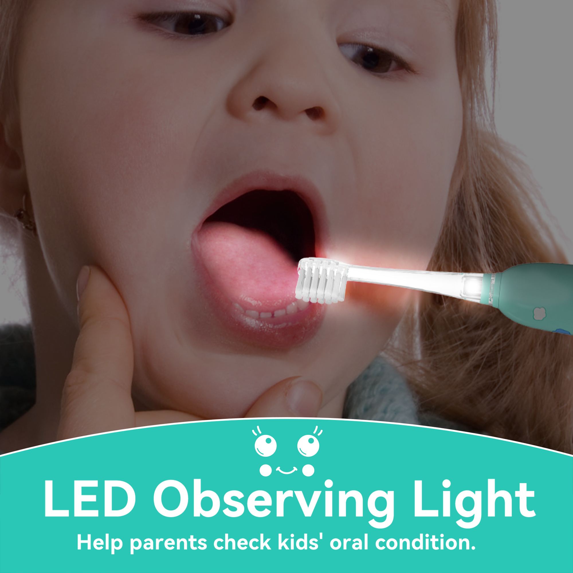 Seago Rechargeable Kids Electric Toothbrush,LED Observing Light,8 Brush Heads,for Kids 3-8 ，SG-2139 Blue