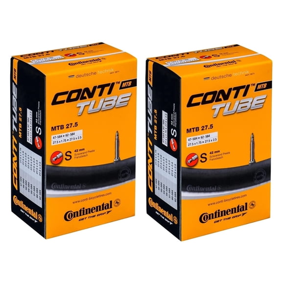 Continental MTB 27.5x1.75-2.5" / 47-584 -> 62-584 Inner Tubes - 42mm Presta Valve (Pack of 2 Tubes) (Retail Packaging, 27.5x1.75-2.50")