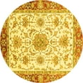 thumbnail image 1 of Ahgly Company Machine Washable Indoor Round Abstract Yellow Modern Area Rugs, 6' Round, 1 of 1