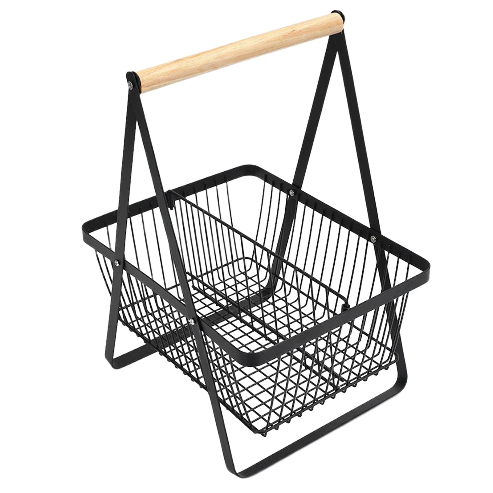 Fiocias Fruit Basket Large Capacity Tabletop Organizer Free Standing Detachable Divider Black