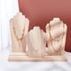 thumbnail image 5 of Exhibidores de collares de madera con soporte de 3 filas y 3 exhibidores extraíbles. Soporte de almacenamiento de collares de tablón de madera. Caballete de busto. Exhibidor de joyas., 5 of 6