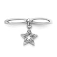 thumbnail image 4 of Primal Silver Sterling Silver Rhodium-plated Star Dangle Diamond Ring, 4 of 7