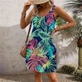 thumbnail image 2 of Qwertyu Hawaiian Dresses for Women Sleeveless Palm Tree Tropical Print Summer Beach Sundress Crew Neck Loose Fit Casual Vacation Tank Dress, 2 of 6