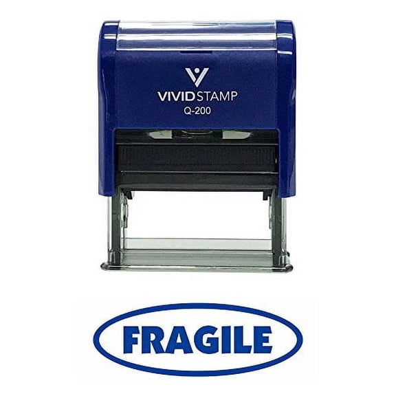 Vivid Stamp Fragile Office Self-Inking Office Rubber Stamp (Blue) - M
