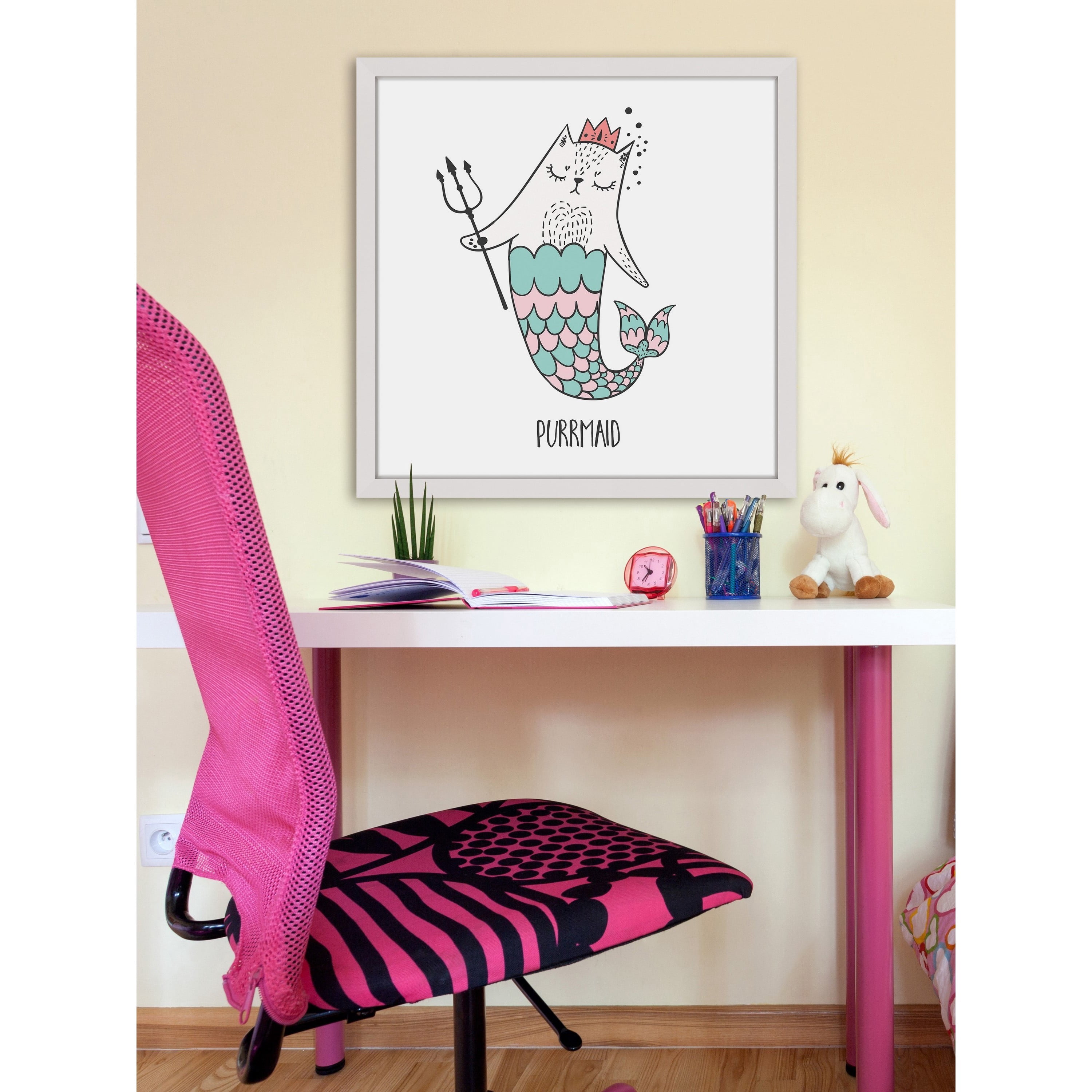 Marmont Hill "Purrmaid 01" by Shayna Pitch Framed Painting Print