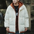 thumbnail image 4 of Bixock Men Fleece Puffer Jackets, Quilted Jackets for Men, Men Solid Color Long Sleeve Hooded Fake Two Piece Thickened Fleece Lined Outerwear Jackets, 4 of 5