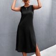 thumbnail image 4 of Vestido de corte sin mangas de color sólido con cuello redondo de verano sexy casual de moda para mujer Pompotops  ghjkhdj4825, 4 of 6