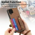 thumbnail image 2 of Phone Case for Samsung Galaxy A42 5G Wallet Cover with Tempered Glass Screen Protector and Lanyard Wrist Strap Slim Stand Card Holder Slot Leather Cell A 42 G5 42A S42 4G 2021 Women Men Brown, 2 of 14