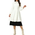 thumbnail image 2 of INSPIRE CHIC Women's Vintage Solid A Line Double Breasted Collared Winter Overcoat XL White, 2 of 6