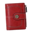 thumbnail image 4 of Esquirla Petit Portefeuille Multifonction Pliable Portefeuille Court pour Magasinage de Rue Femmes Rouge Foncé, 4 of 8