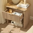 thumbnail image 6 of Hvoonc 24"H Fluted Wood Nightstand with Drawer, Small Oak Bedside Table with Faux Marble Top for Bedroom Living Room, 6 of 6