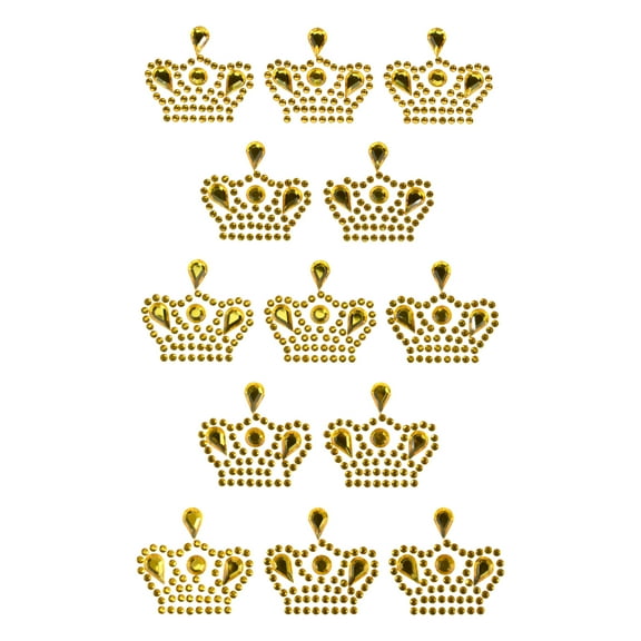 HOMEFORD ESC05 Crown Rhinestone Craft Stickers, 1-inch, 13-count, Gold