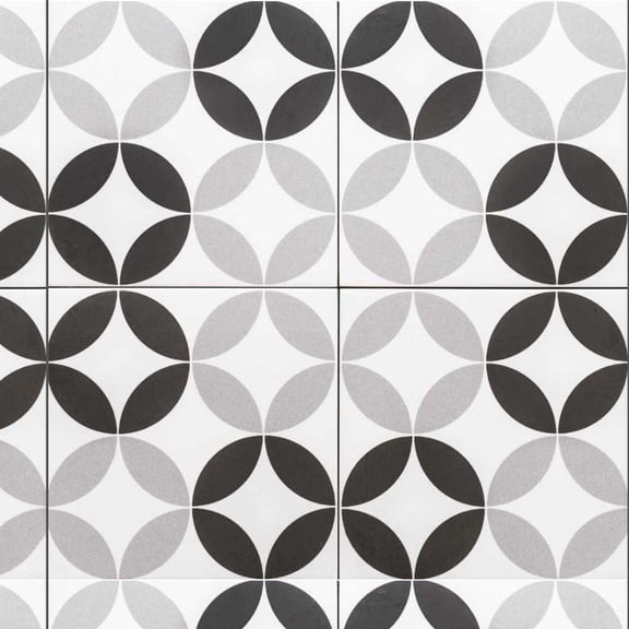The Tile Life Twinkle Black Matte Porcelain Floor & Wall Tile, 8.7 x 8.7 in, 20-Piece, Encaustic Look