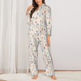 thumbnail image 2 of Pajama Sets for Women 2 Pcs, Doodle Wine Button Down Long Sleeve Sleepwear Lounge PJ Sets, 2 of 6