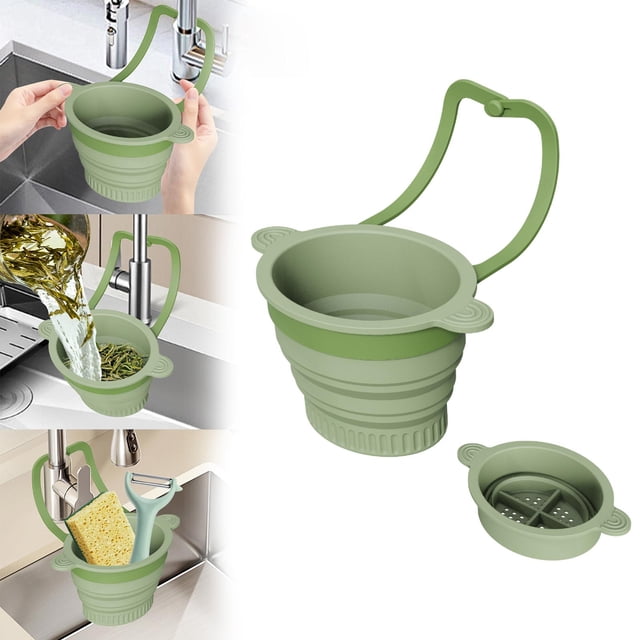 Hanging Silicone Sink Drains Basket Residues Filtering Storage Rack Non Perforated Sink Kitchen Storage Filter Basket