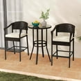 thumbnail image 4 of Costway 3 PCS Patio Rattan Bar Set Wicker Armchairs & Round Table with Tempered Glass Top, 4 of 10