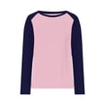 thumbnail image 4 of DISKEBUISS Women's Long Sleeve Raglan T-Shirts Crew Neck Color Block Tops for Fall Casual Loose Blouse, 4 of 6