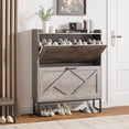 thumbnail image 2 of Shoe Storage Cabinet with Flip Drawers  Freestanding Shoe Organizer  Shoe Cabinet with Metal Legs  Narrow Shoe Rack Cabinet  Farmhouse Slim Shoe Cabinet for Entryway  Hallway, 2 of 4