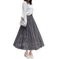 thumbnail image 2 of Thaisu Women Long Lace Pleated Skirt Large Hem Summer Casual Elastic A-line Skirt for Beaches Club Streetwear, 2 of 7