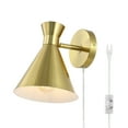 thumbnail image 5 of SAFAVIEH Jordie LED Brass Gold Iron Wall Sconce with Brass Gold Metal Shade, 5 of 9