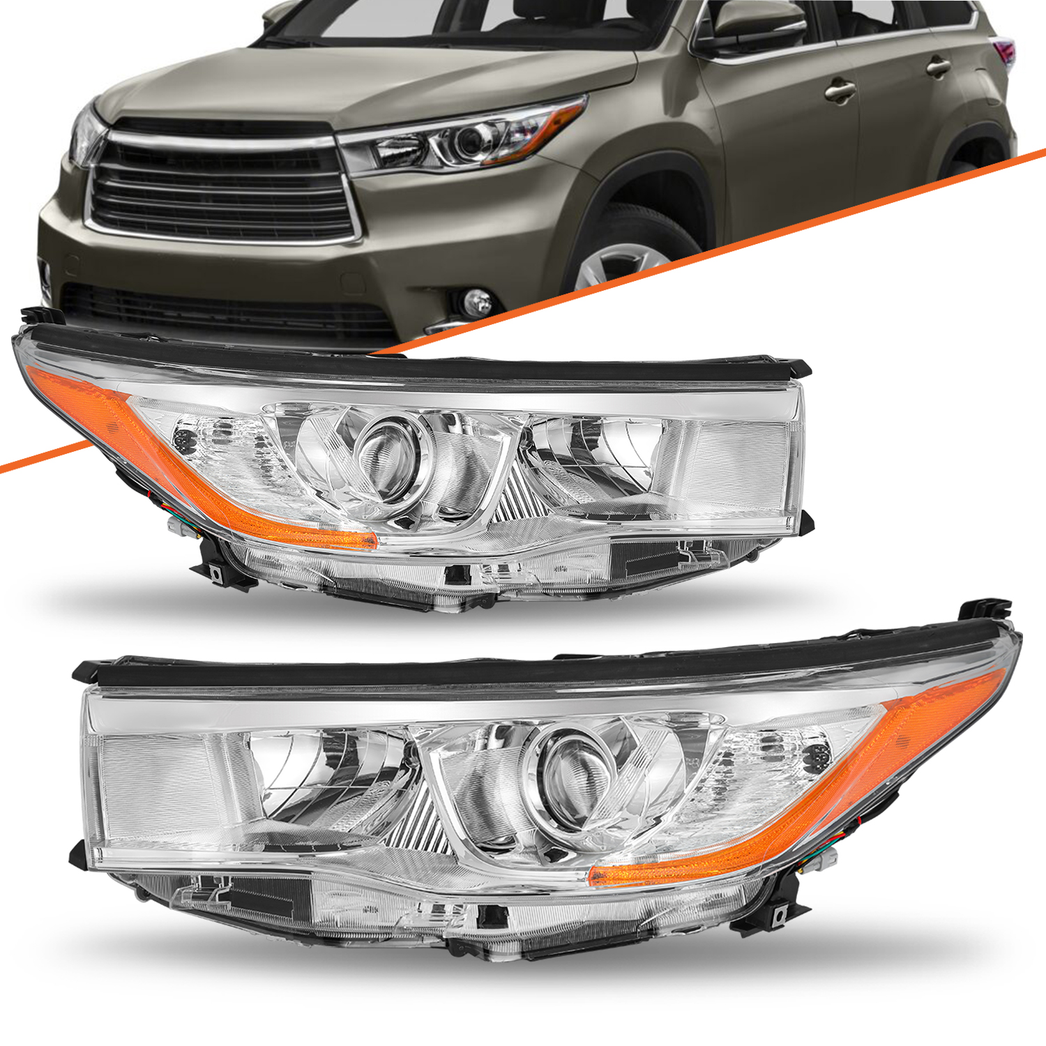 For 2014 2015 2016 Toyota Highlander Right Passenger Headlight Assembly Headlamp