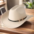 thumbnail image 5 of RUINIXCW Western Cowboy Hat for Men Women Cowgirl Hat Classic Felt Roll Up Fedora Hat with Buckle Belt Wide Brim Jazz Hat Themed Party Cap Wedding Party Costume, 5 of 8