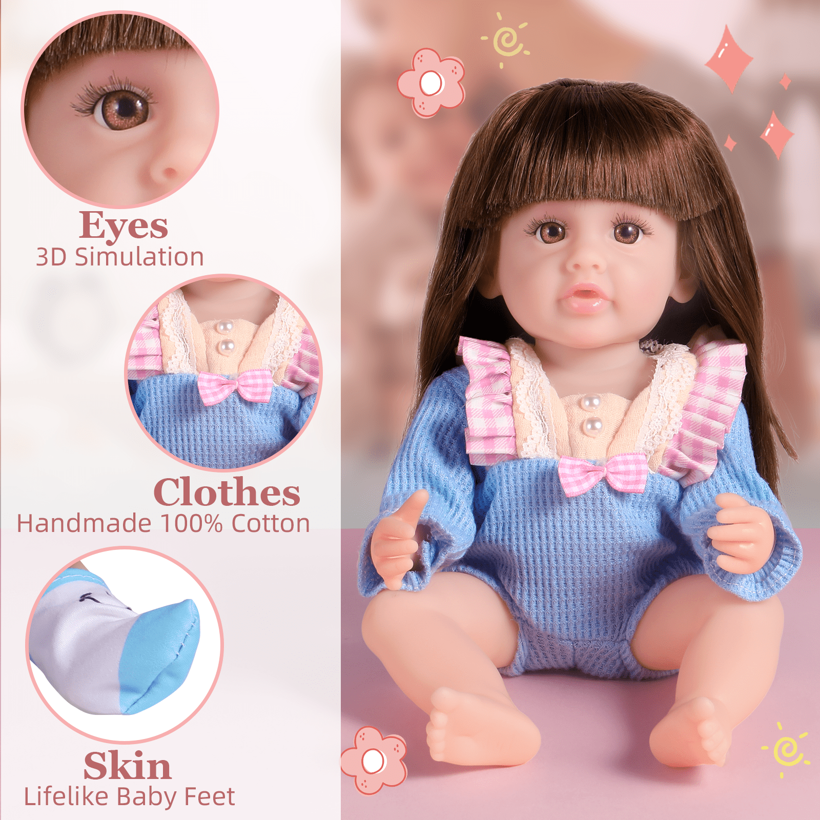 Comvin Lifelike 12 Inch Reborn Baby Dolls,Realistic Baby Dolls Girl Real Life Baby Doll Full Silicone with Accessorries for 3+ Kids Gifts Collection
