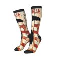 thumbnail image 2 of Fotbe Wood Grain Bald Eagle print Women's Men's Novelty Crew Socks Cotton Socks Knee High Socks for Walking,Running,Nurses,Pregnancy, 2 of 8