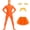 Jumpsuit + beard + chiffon skirt, variant on Orange Bodysuit for Cosplay, Open Face Full Body Suit Halloween Costume