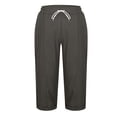 thumbnail image 6 of Summer Capris for Women with Pockets Drawstring Elastic Waist Wide Leg Linen Capri Pants Light Casual Beach Pant (S, Dark Gray), 6 of 6