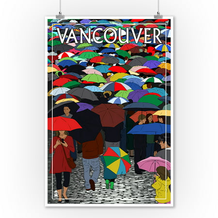 Umbrellas - Vancouver, BC - Lantern Press Poster (9x12 Art Print, Wall Decor Travel