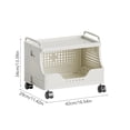 thumbnail image 3 of Fesfesfes Folding Storage Rack Small Cart Movable Cabinet Layered Shelves Unit Living Room Bedroom Kitchen Organizer Space Saving Designs Collapses Flat Easy Assembly, 3 of 5