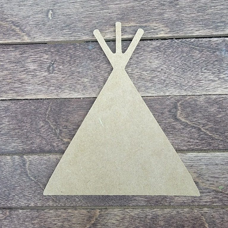 3 Teepee, Unfinished MDF Art Shape by Wooden Craft Cutouts 